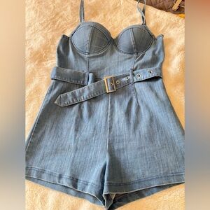 EUC- Haute Monde Jean Romper with stretch, super cute and flattering, wore once